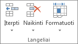Grupė Langeliai skirtuke Pagrindinis