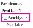 Skirtuko Analizuoti mygtukas Parinktys