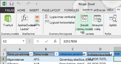 Naujų duomenų įtraukimas į duomenų modelį