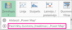 Įtraukti pasirinktus duomenis į „Power Map“