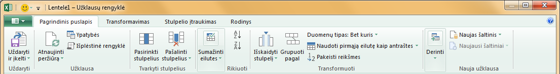 Užklausų rengyklės juostelė