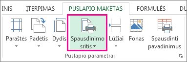 Spausdinimo srities nustatymas