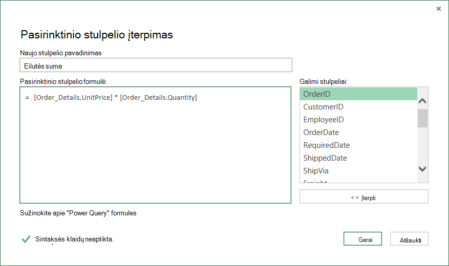 Kiekvienos „Order_Details“ eilutės sumos apskaičiavimas