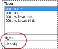Lauka Lokalė, pasirinktas dialogo lange Formatuoti langelius