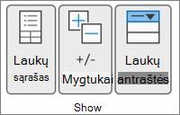 „Excel“ juostelės vaizdas