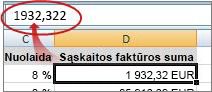The value is shown in the formula bar