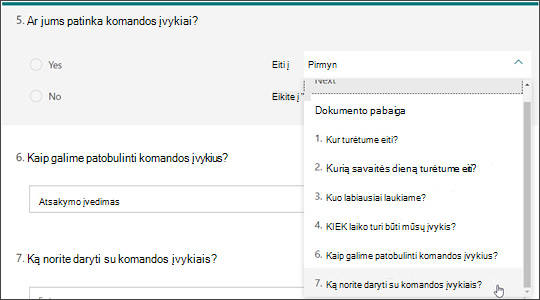 Iššakokite kitus klausimus pagal atsakymą į kitą klausimą