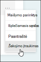 Šakojimo parinktis programoje 