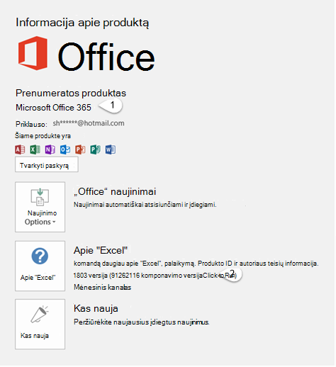 Puslapis, kuriame yra vartotojo ir produkto informacija