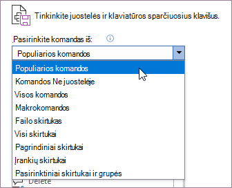 Pasirinkti komandas