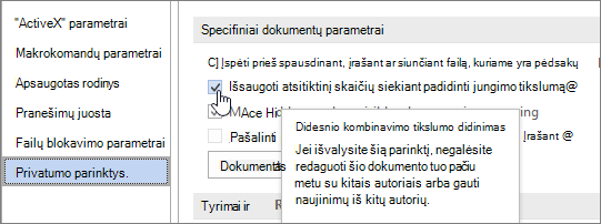 Atsitiktinių skaičių saugojimo parametras