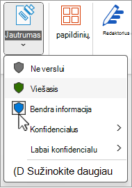 Meniu Slaptumo žymos