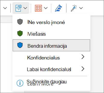 Slaptumo žymos meniu