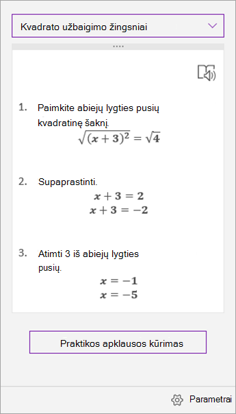 Sprendimų veiksmai užduočių srityje Matematikos pagalbinė priemonė