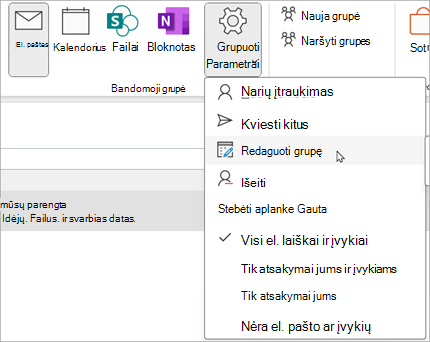 On the ribbon, select Group Settings > Edit Group