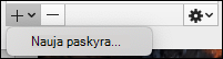 Naujos paskyros sukūrimas norint naudoti vieningą aplanką Gauta.