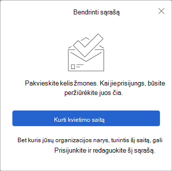 Pasirinkus Bendrinti sąrašą, 