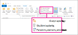 Juostelės komanda Ištuštinti aplanką