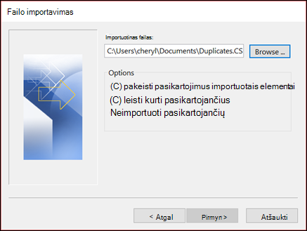 Pasirinkite norimą importuoti failą.