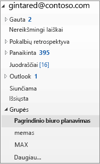 Naršymo juostos kairėje pasirinkite grupę