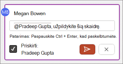 Priskirti komentaro tekste esantį žymės langelį.