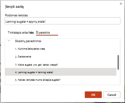 Dialogo langas Hipersaito įterpimas