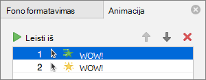Set animation options in the properties pane
