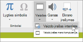Juostelės mygtukas internetiniams vaizdo įrašams įtraukti į „PowerPoint“