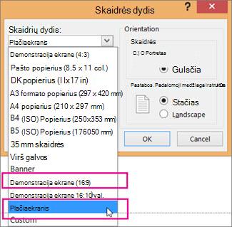 Plačiaekranė arba Demonstracija ekrane 16:9