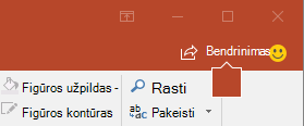 Mygtukas Bendrinti „PowerPoint 2016“ juostelėje