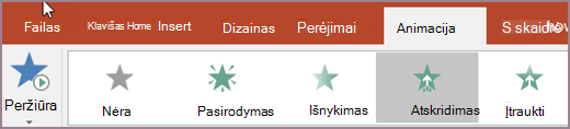 Pasirinkite animaciją