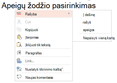 Rašybos kontekstinis meniu