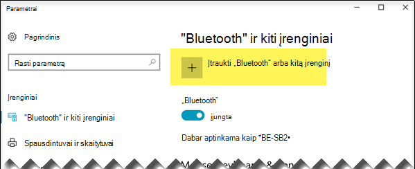 „Bluetooth“ įrenginio pridėjimas