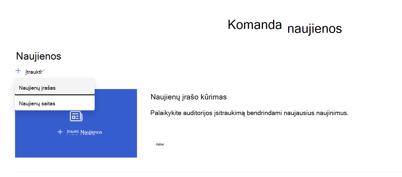 Puslapio įtraukimas iš naujienų puslapio dalies