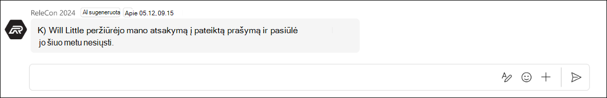 ekrano kopija, kurioje matyti, kad atsakymas negali būti išsiųstas