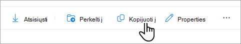 Užduočių juostos komanda Kopijuoti į.