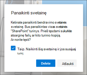 Naikinti svetainės patvirtinimą