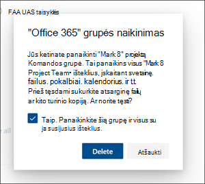 Naikinti svetainės patvirtinimą