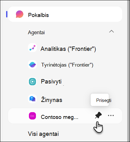 Agento prisegimo ekrano kopija