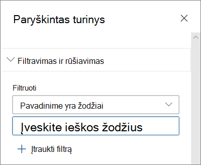 Puslapio dalies Paryškintas turinys filtro parinktys modernioje 