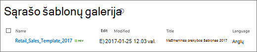 Sąrašo šablonų puslapis