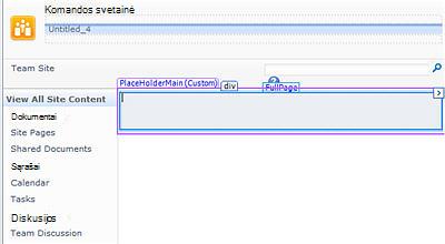 Puslapių įtraukimas į „SharePoint Designer 2010“