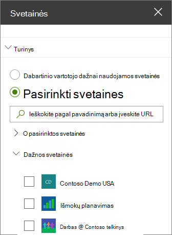 Svetainės puslapio dalies parametrai