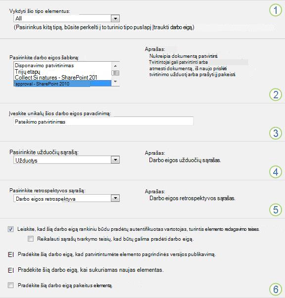 Darbo eigos pagrindinės informacijos su iškviestomis sekcijomis įtraukimas