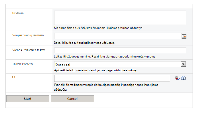Darbo eigos ekrano vaizdas