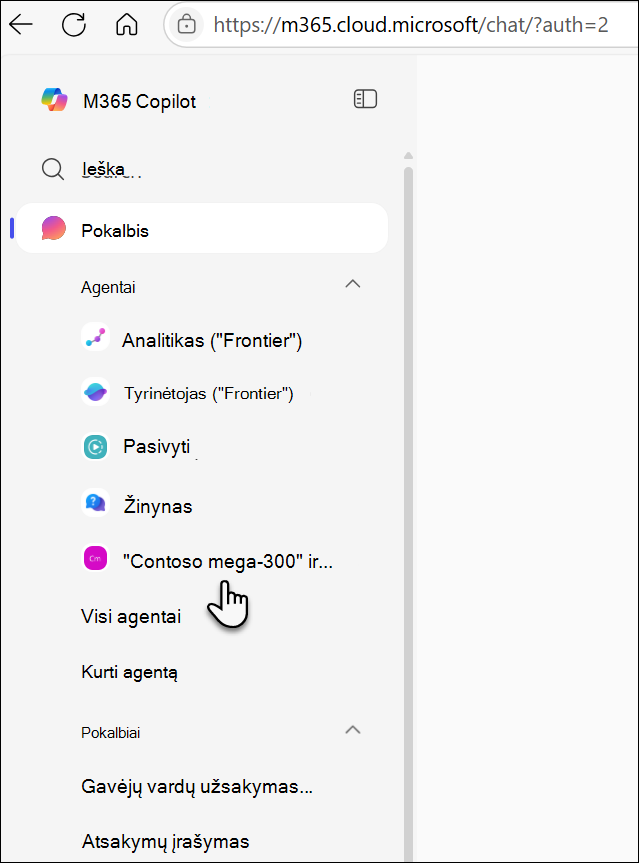 Panaudotas agentas rodomas kairiajame bėgyje