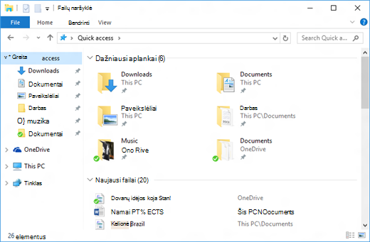 Sparčioji prieiga failų naršyklėje