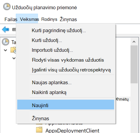 Selecting Action > Refresh in Task Scheduler.