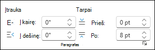 Change Indent and Spacing in internetinė „Word“