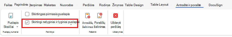 H&F skirtingų nelyginių ir lyginių puslapių